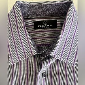 Bugatchi Men’s Purple/Black dress shirt Lg